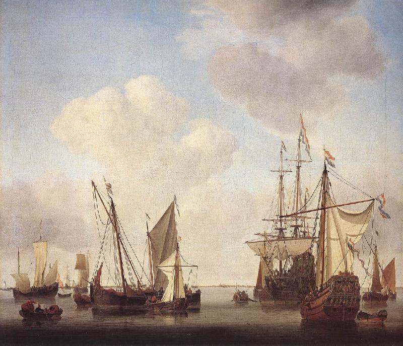 VELDE, Willem van de, the Younger Warships at Amsterdam rt Sweden oil painting art